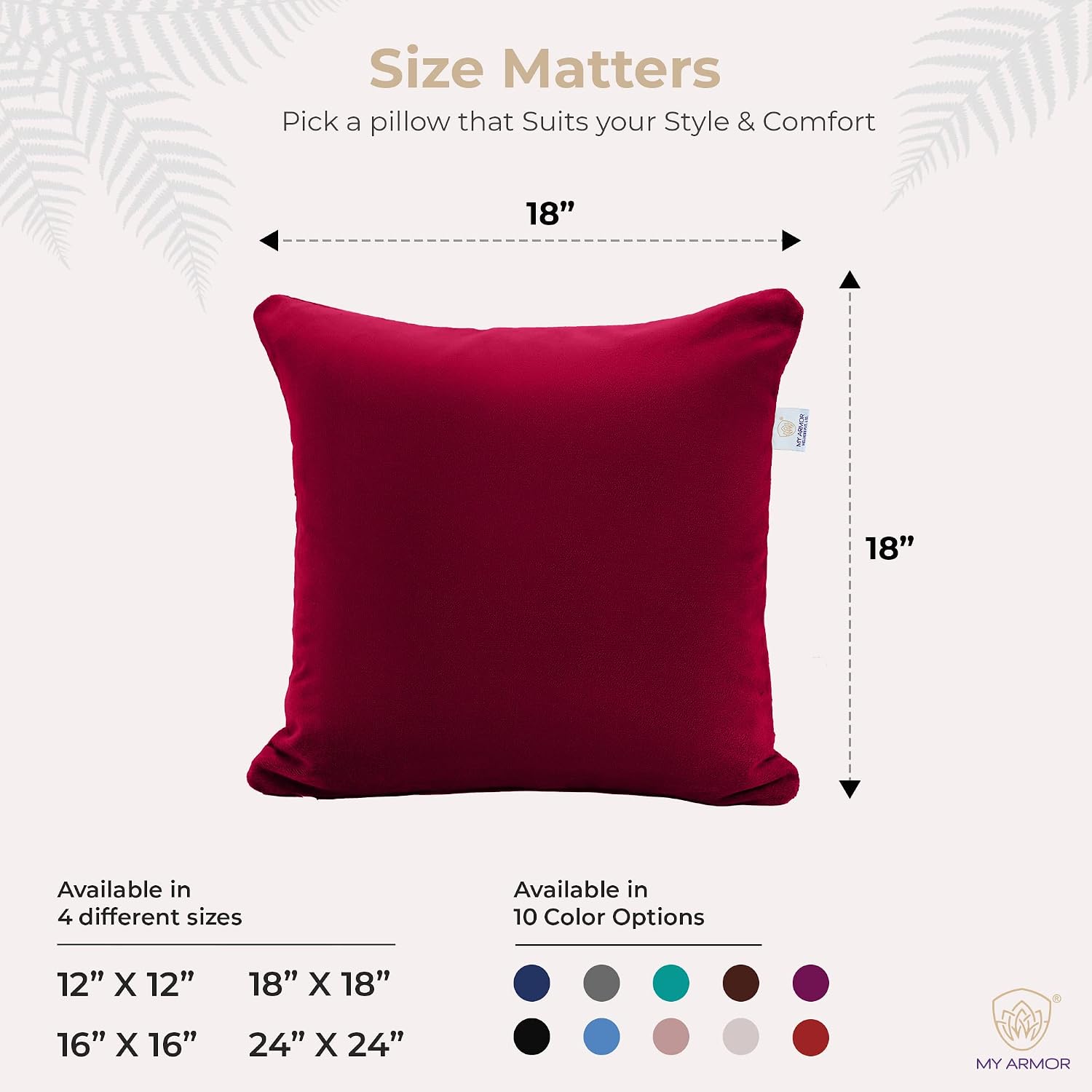 Microfiber Square Soft Pillow Cushion For Sofa & Bed, Maroon - 18 X 18 Inch | Fluffy Pillow For Comfort & Back Support | Breathable, Washable | Premium Velvet Cover With Zip - Pack Of 5