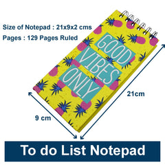 To Do List Notepad, Daily Planner Diary, Pages 129, Birthday Return Gift (Good Vibes) 1pc