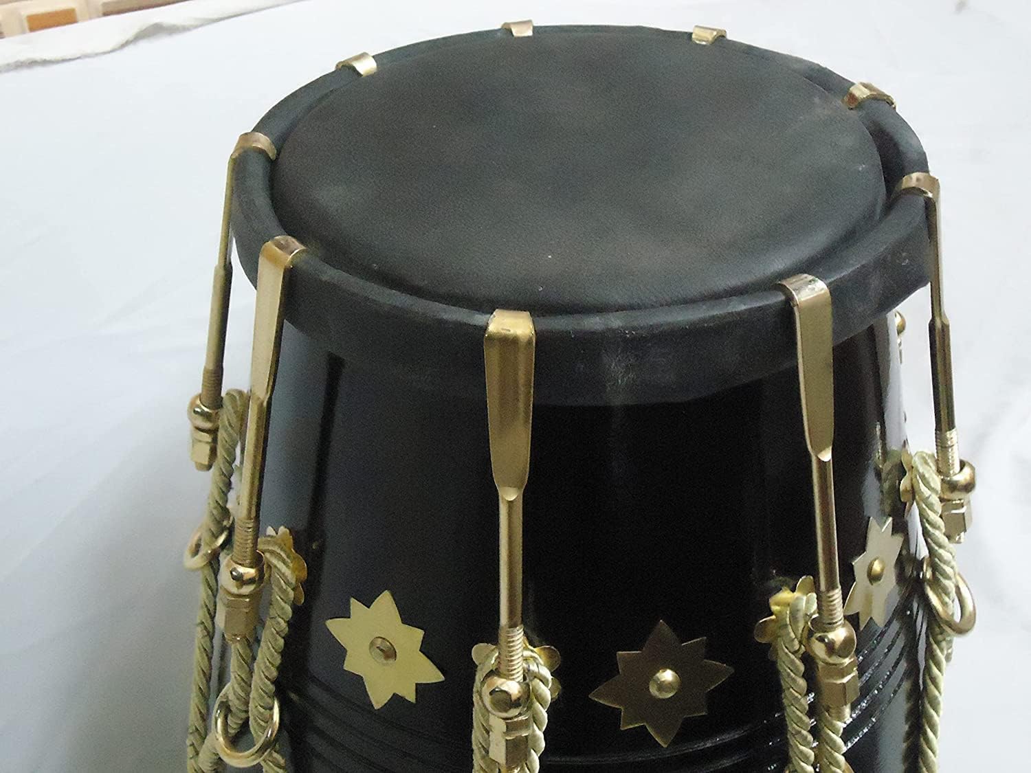 Hand Made Indian Musical Instrument Dholak Drum With Bag - Black & Golden | Perfectly Symmetric Round Dholak Nickel Plated Bolts & Nuts - Dholak For Festival, Wedding, Satsang | Very Easy To Tune