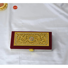Premium Multipurpose Shagun Gift Box For Cash, Jewelery, Sagan Gifting, For Wedding, Material - Wood, Colour - Red