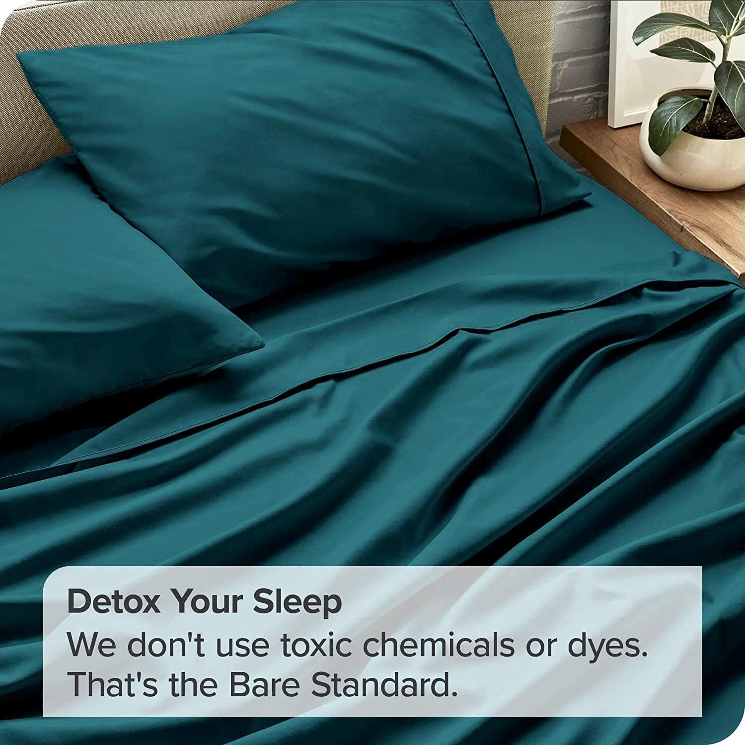 Single Size Bedsheet With 2 Matching Pillow Cover - 60 X 90 Inches, Teal Blue | Natural Breathable & Wrinkle Free | 400 Thread Count