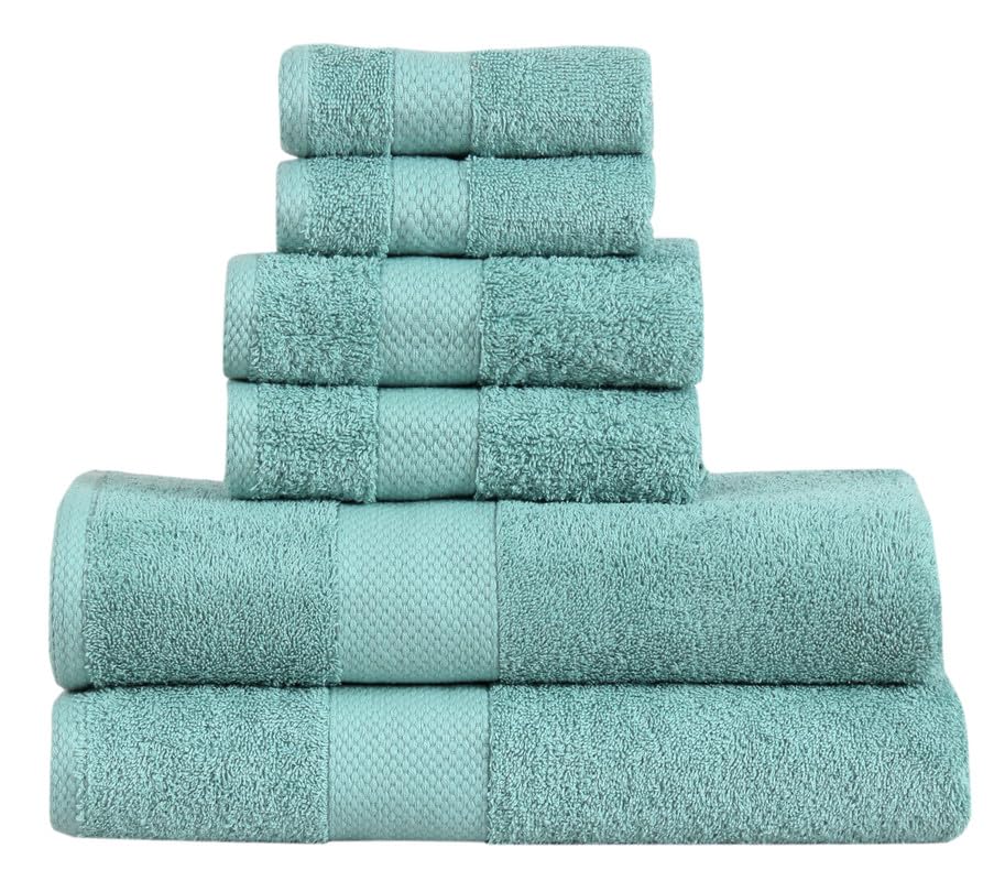 Fash Home International Micro Twist 2 Bath +2 Hand + 2 Face Towel 1200 Gsm | Pack Of 6 (Denim Blue)