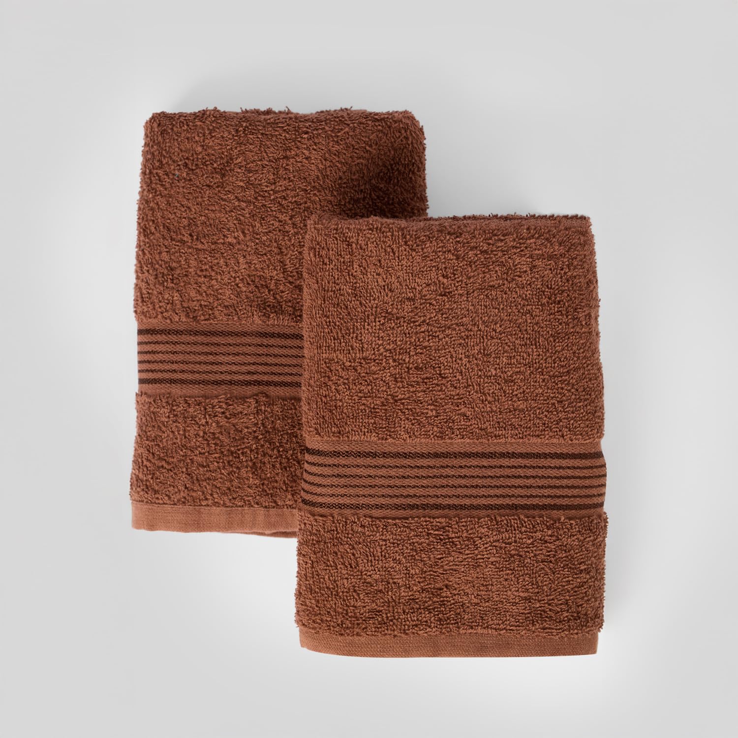 Kopa Quick Dry 100% Cotton Soft Terry Hand Towel 380 Gsm | Quick Dry 100% Cotton Super Absorbent, Lightweight (D'Ross) Hand Towel (Brown)- Pack Of 2