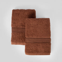 Kopa Quick Dry 100% Cotton Soft Terry Hand Towel 380 Gsm | Quick Dry 100% Cotton Super Absorbent, Lightweight (D'Ross) Hand Towel (Brown)- Pack Of 2