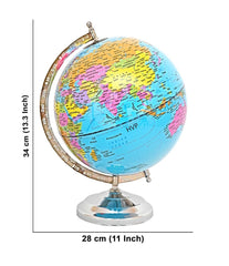 Educational Globe + Magnifying Glass, Rotating World Globe With Steel Finish Arc & Base | World Globe, For Kids Learning, Students & Home Decor, Office Desk, Pack Of 1