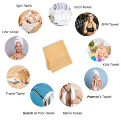 Micro Cotton Remy Basel Luxury Terry Cotton Bath Towel 550 Gsm | Super Comfortable 100% Long Staple Cotton Bath Towel (Cream)