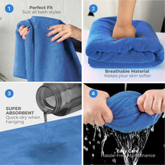 Black Gold The Finer Touch Premium Microfiber Bath Towels 1600 Gsm | Lightweight Ultra-Soft Fade Resistant (Blue) - 4 Pcs