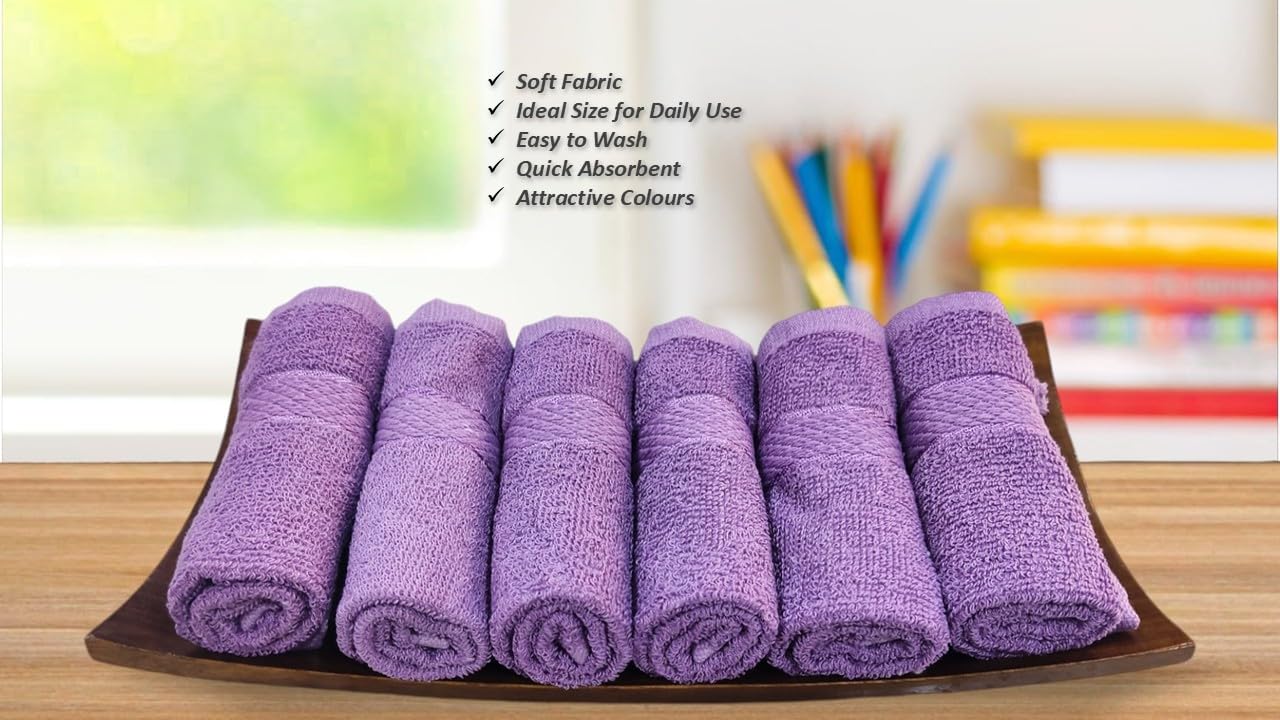 Caslino Small Cotton Face Towels 2000 Gsm | Soft & Absorbent Towel For Women & Men - Purple (Set Of 24)