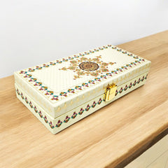 Mandela'S Design Gold Foil Scodix Print Matt Touch Decorative Box, Wedding Fancy Shagun Cash Box, Money Box, Gaddi Box, Style - Multicolor