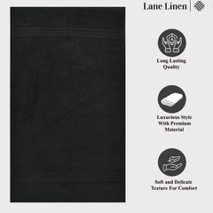 Fresh From Loom Luxury Fur Collection Hand Towel 500 Gsm Napkins Cotton High Absorbency Double Stitched Size (Black) - Set Of 4