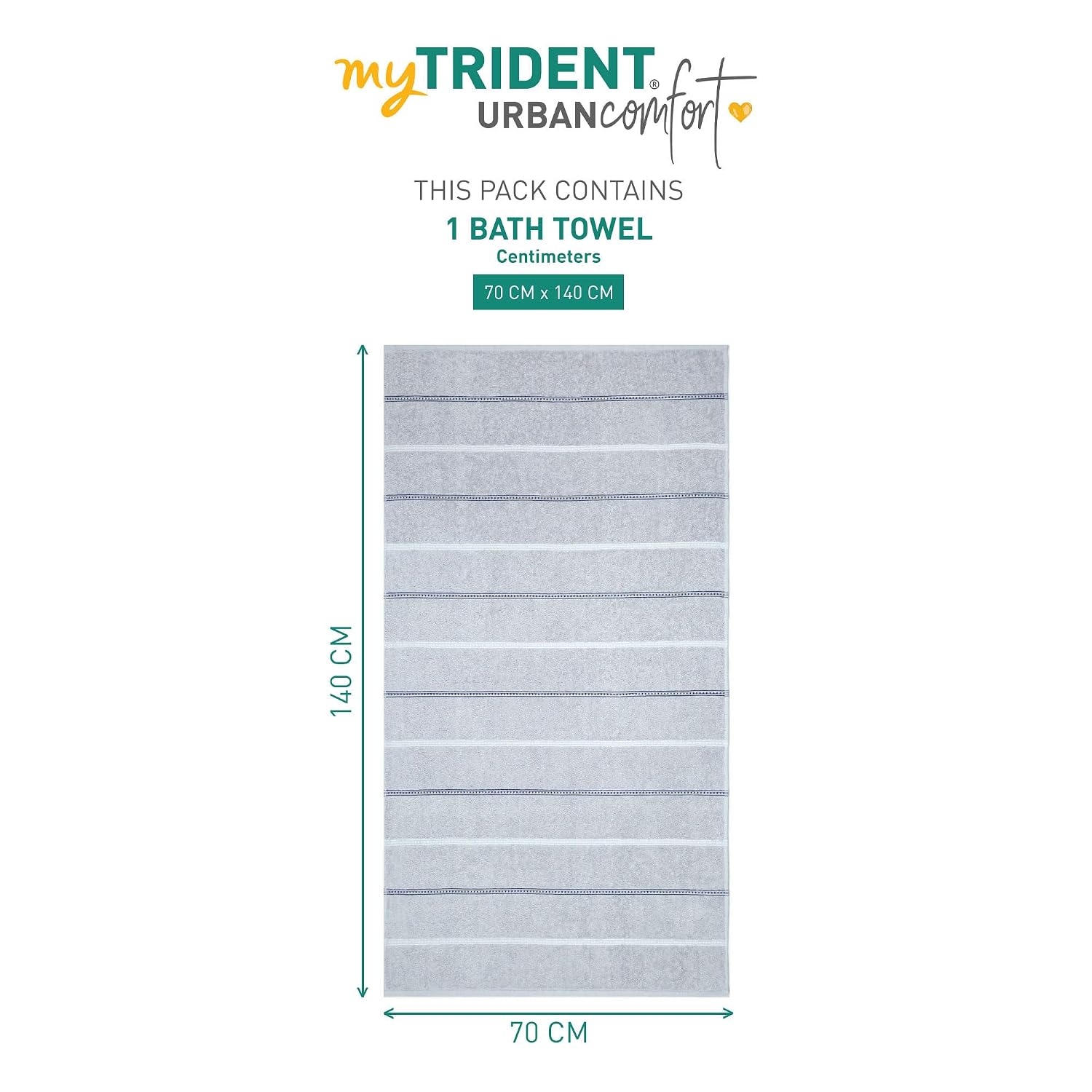 Mytrident Bath Towel Urban Comfort 450 Gsm | 100% Cotton Bath Towel (Disty Grey)