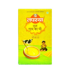 100% Natural Shudh Cow Ghee By Tapasya | Curd Churning Bilona Method Pure Desi Ghee For Immunity Booster | (1 Litr) 33.8 Ounce | Box Pack