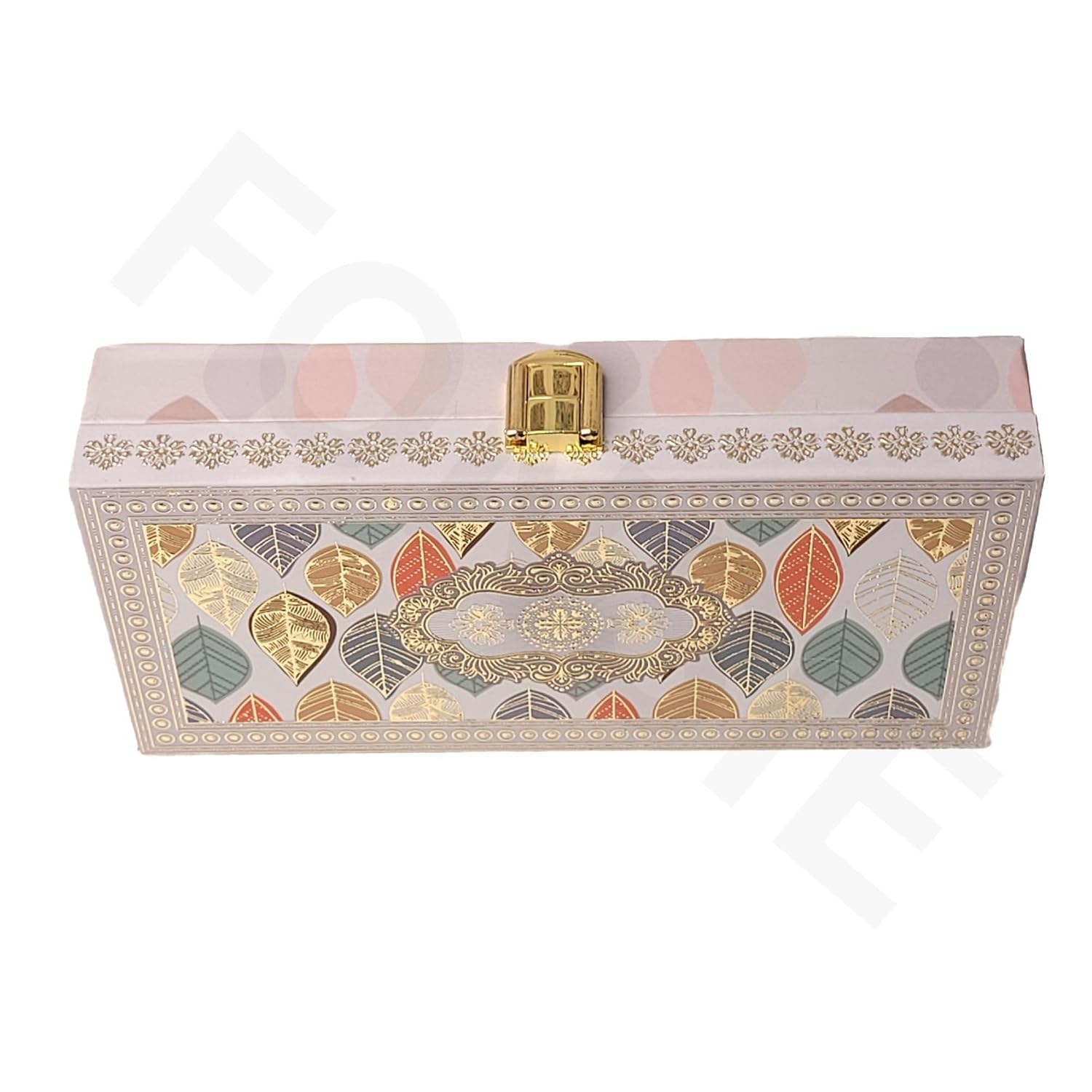 Fancy Shagun Cash Box Or Gaddi Box For Gifting Money On Wedding, New Born Baby, Ring Ceremony Pattern1pc, Material - Wood, Colour - Leaves Grey