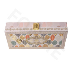 Fancy Shagun Cash Box Or Gaddi Box For Gifting Money On Wedding, New Born Baby, Ring Ceremony Pattern1pc, Material - Wood, Colour - Leaves Grey