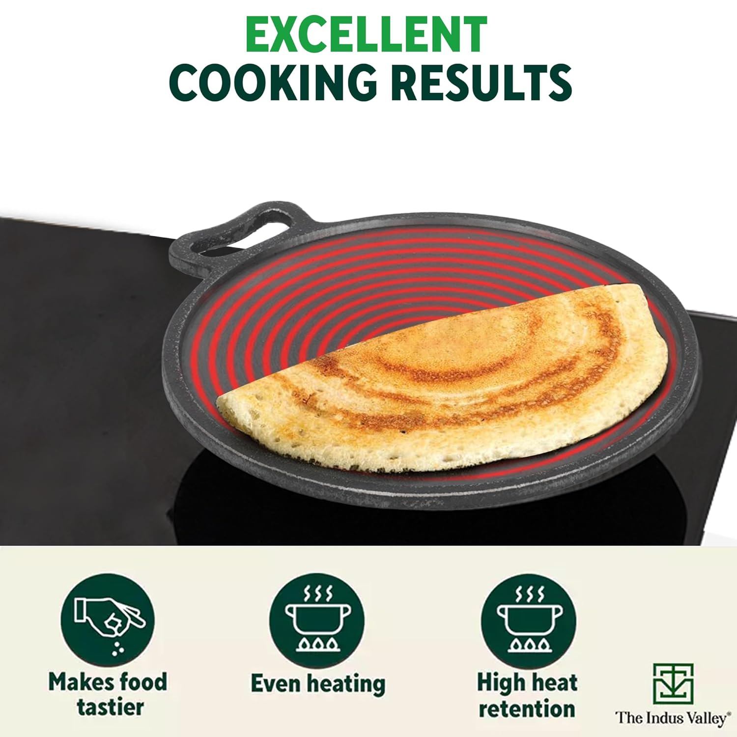 Super Smooth Cast Iron Tawa With Free Wooden Spatula For Dosa, Chapathi - 27.9cm, 11 Inch, 2.7 Kg | Induction Friendly, Naturally Nonstick, 100% Pure & Toxin-Free, No Chemical Coating