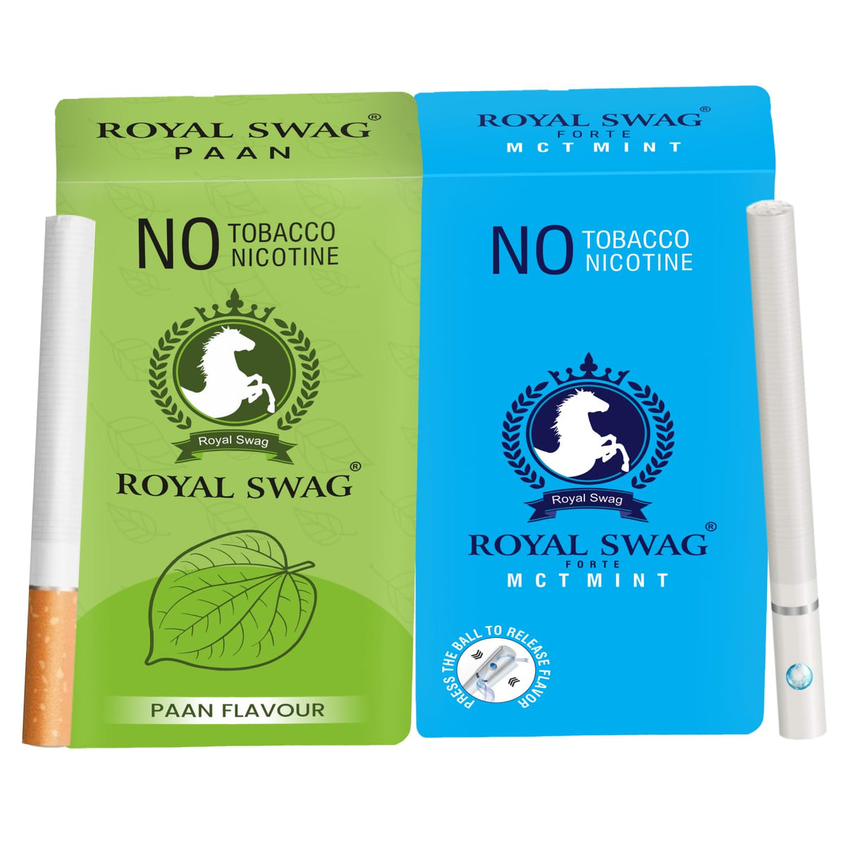 Royal Swag Natural Herbal Cigarettes Mint, Paan Flavour (20 Sticks) 100% Tobacco-Free And Nicotine-Free With Ayurvedic Herbs Clove, Tulsi, And More | Free From Additives And Chemicals