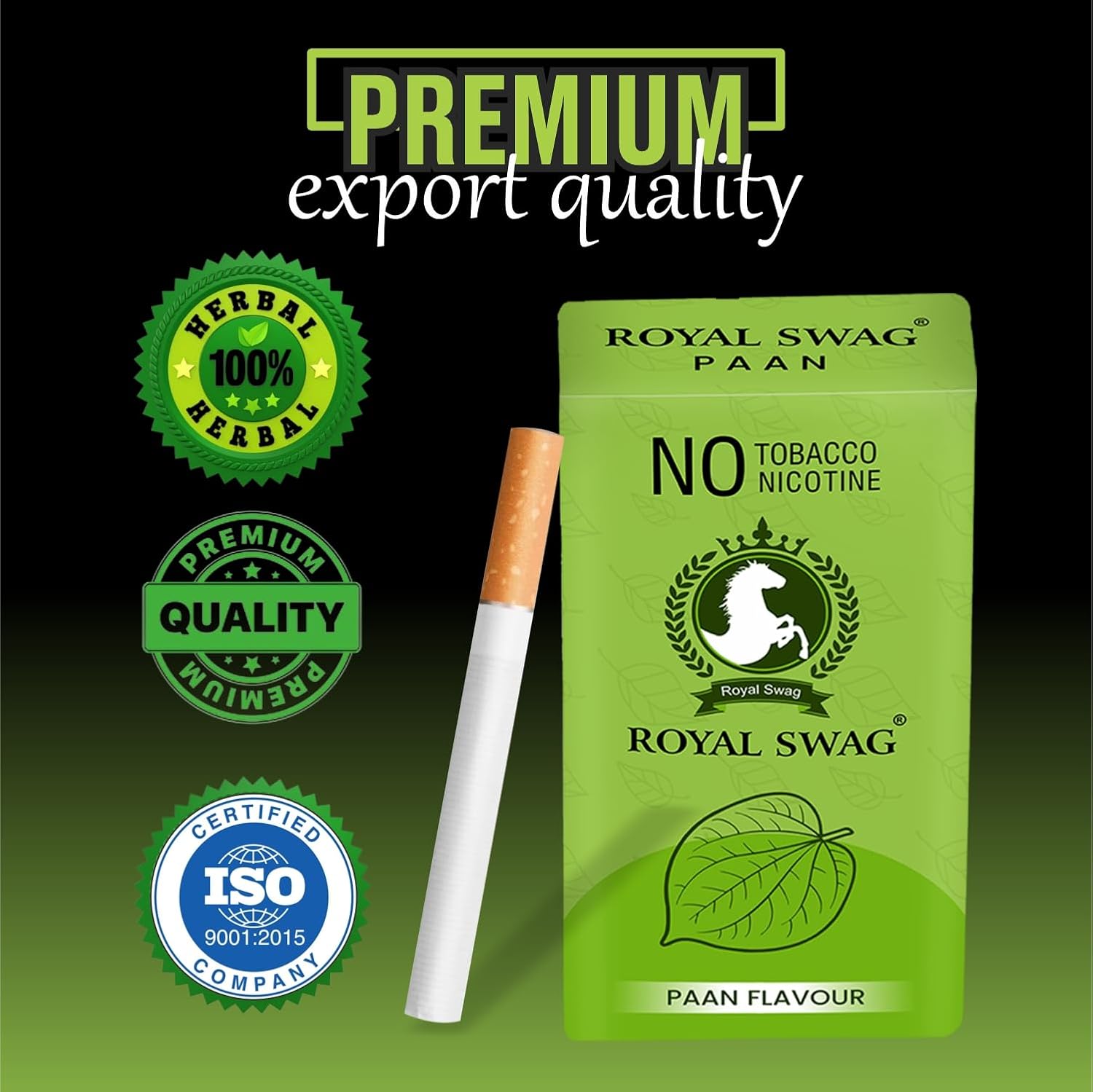 Royal Swag Ayurvedic & Herbal Cigarettes 100% Tobacco-Free And Nicotine-Free Paan Flavour 30 Sticks | Made With 100% Natural Ingredients - Made In India