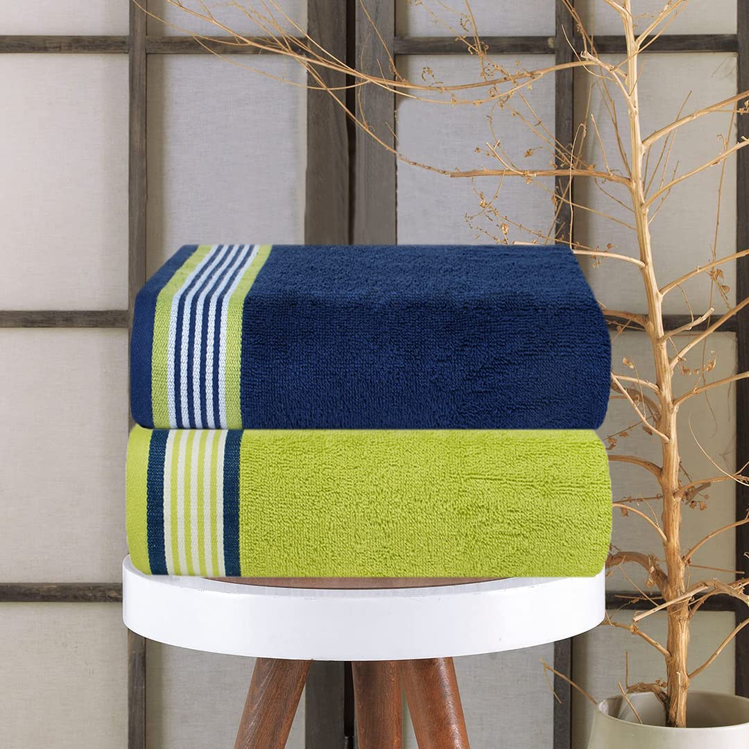 Casa Copenhagen Germany Design 100% Cotton 2 Pieces Large Bath Towel 850 Gsm - California Blue & California Green