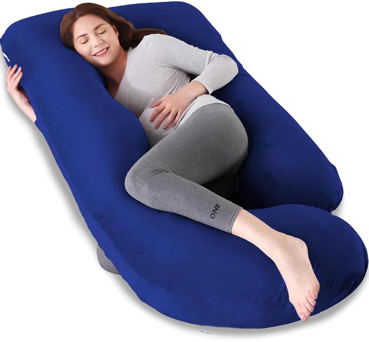 Pregnancy Pillow, Maternity Body Pillow For Sleeping, G Shaped Pillow, Dark Blue - 55 Inch | Full Body Pillow, Lightweight, Foldable, Breathable, Removable Cover, Adjustable Pillow