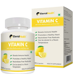 Eternalhealth Vitamin C (High Potency Form) With Citrus Bioflavanoids & Rose Hips | 180 Veg Capsules , 300gm 0.66lbs