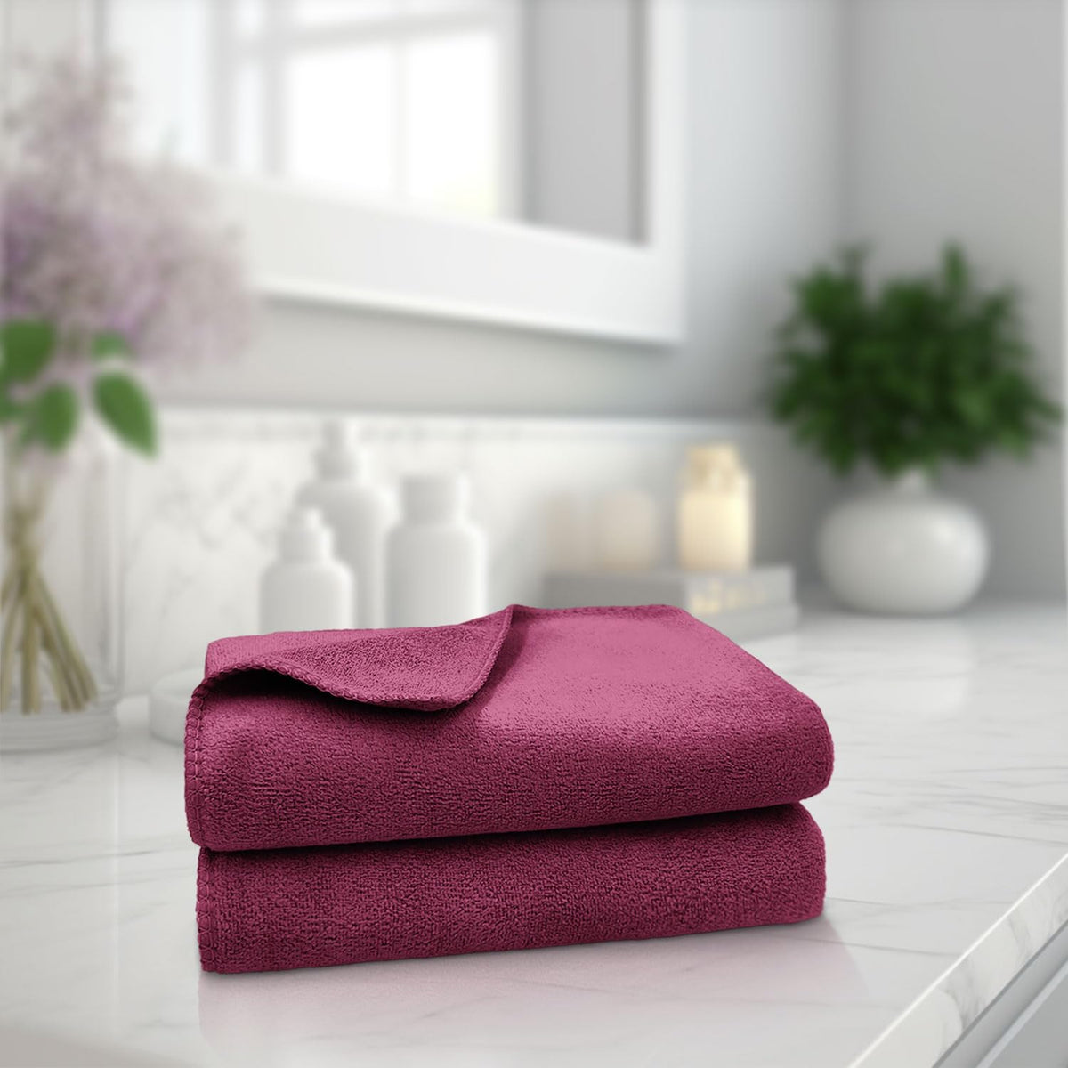 Sassoon Venir Microfiber 2 Piece Hand Towels 450 Gsm | Absorbent & Quick Dry Multipurpose Hand Towels (Chestnut)