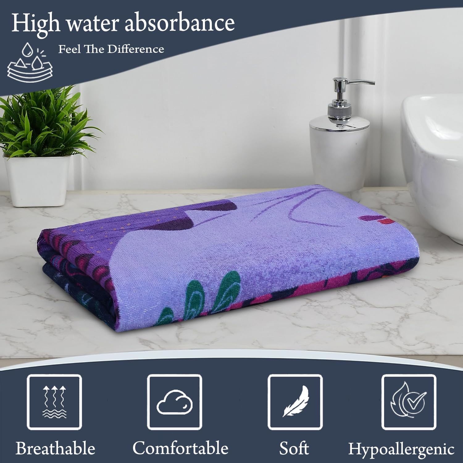 Fresh From Loom 100% Cotton Fur Hypoallergenic Mermaid Bath Towel For Kids 300 Gsm | Double Stitched Edge (Blue Green)