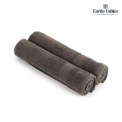 Earthy Fables Premium Hand Towels 600 Gsm | 100% Combed Cotton Ultra Soft Quick Dry & Highly Absorbent, For Home, Gym & Travel | Set Of 2 (Grey)