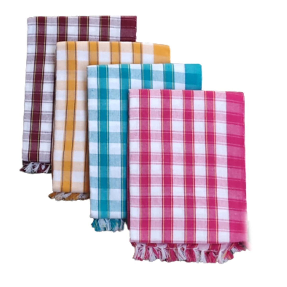 Knss Handloom 100% Pure Cotton Xxxl Size Bath Towels 1200 Gsm (Heavy Quality) Pack Of 4 - Multcolor