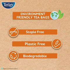 Tetley Masala Chai Flavored Tea - 50 Tea Bags | Environment Friendly Tea Bags, Biodegradable - Caffeine Free, Plastic Free