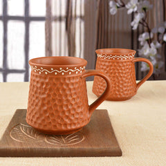 Handcrafted Ceramic Milk Mugs Set Of 2 - 300ml Each, Terracotta Brown | Coffee Cups & Mugs - Tea Cups & Mugs