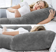 Pregnancy Pillow, Maternity Body Pillow For Sleeping, H Shaped Pillow, Grey - 55 Inch | Full Body Pillow, Pregnancy Pillow For Pregnant Women, Support Belly & Back, Removable Velvet Cover