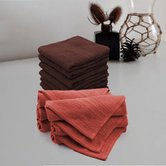 Sassoon Anatolia 12 Piece Cotton Face Towel 500 Gsm (Rust & Cocoa)