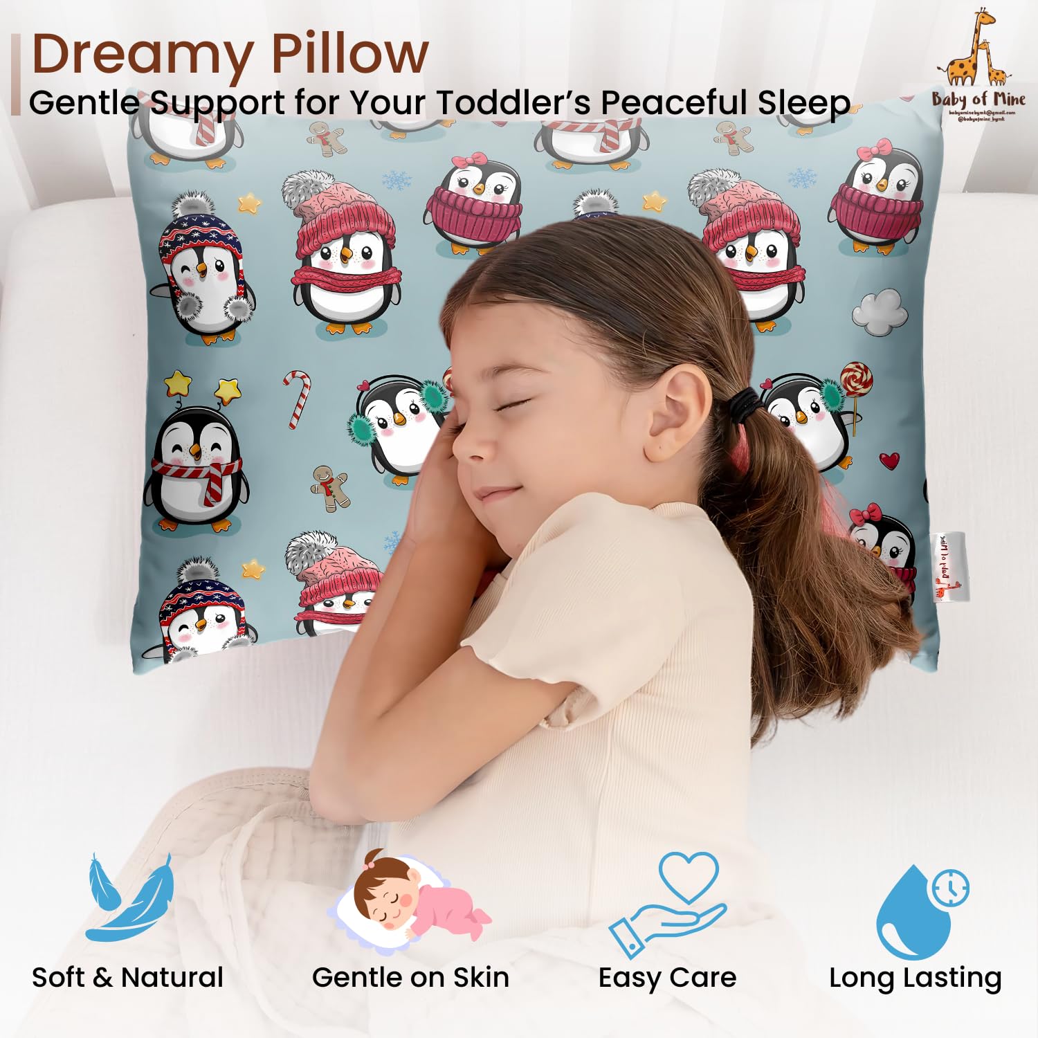 Premium Baby Pillow For Kids, Super Soft Cotton Kids Cushion - 12 X 18 Inches | For 5 Years Old Kids, Adorable Animal & Cartoon Prints | Bed Pillow, Washable, Easy To Care - Pillow 10