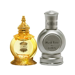 Ajmal Mukhallat Al Wafa & Musk Rose Concentrated Perfume Oil Oriental & Floral Non-alcoholic Attar For Unisex, 12ml  0.4 Fl.oz. Each Pack Of 2