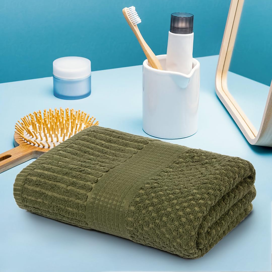 Mush Hearth & Haven Bamboo Large Size Bath Towels 450 Gsm | Bamboo Bath Towel Soft, Highly Absorbent & Quick Dry (Moss Green)