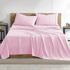 Single Size Bedsheet With 2 Matching Pillow Cover - 60 X 90 Inches, Light Pink | Natural Breathable & Wrinkle Free | 400 Thread Count