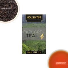 Golden Tips Earl Grey Black Tea - 100gm Paper Box, 3.5 Ounce, 50 Cups | Blended With Pure Oil Of Bergamot - Brew Hot Or Iced Tea | Low Caffeine Loose Leaf Tea