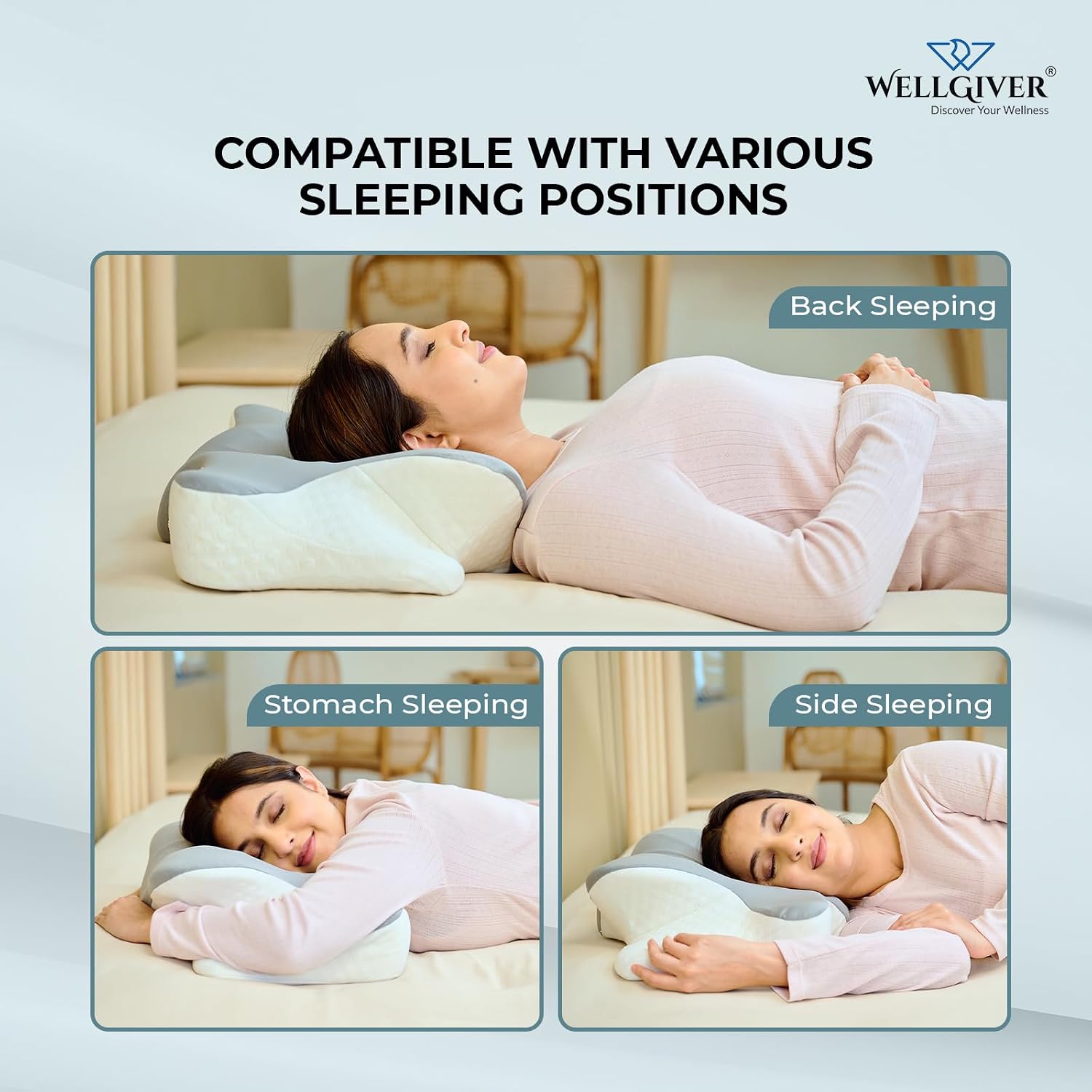 Cervical Butterfly Pillow, Orthopedic Memory Foam Pillow For Neck & Shoulder Pain | Ergonomic Contour Design | Dual Height Support | Side Sleeper Pillow with Arm Rest - Pack of 1