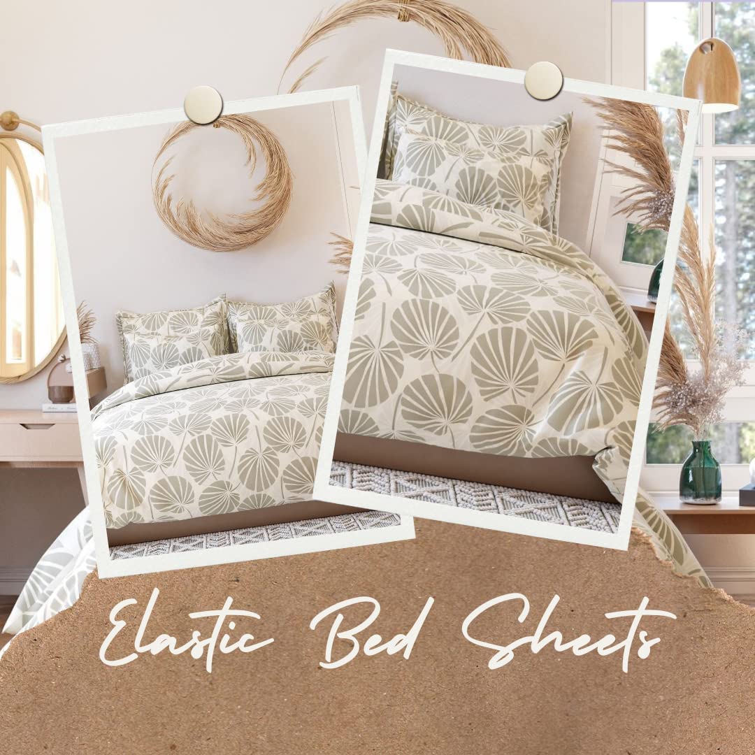 1 King Size Elastic Fitted Bedsheet With 2 Pillow Cover + Comforter - 72 X 78 Inches, Cream | Suitable For All-Season Use | Soft To Touch, Light Weight