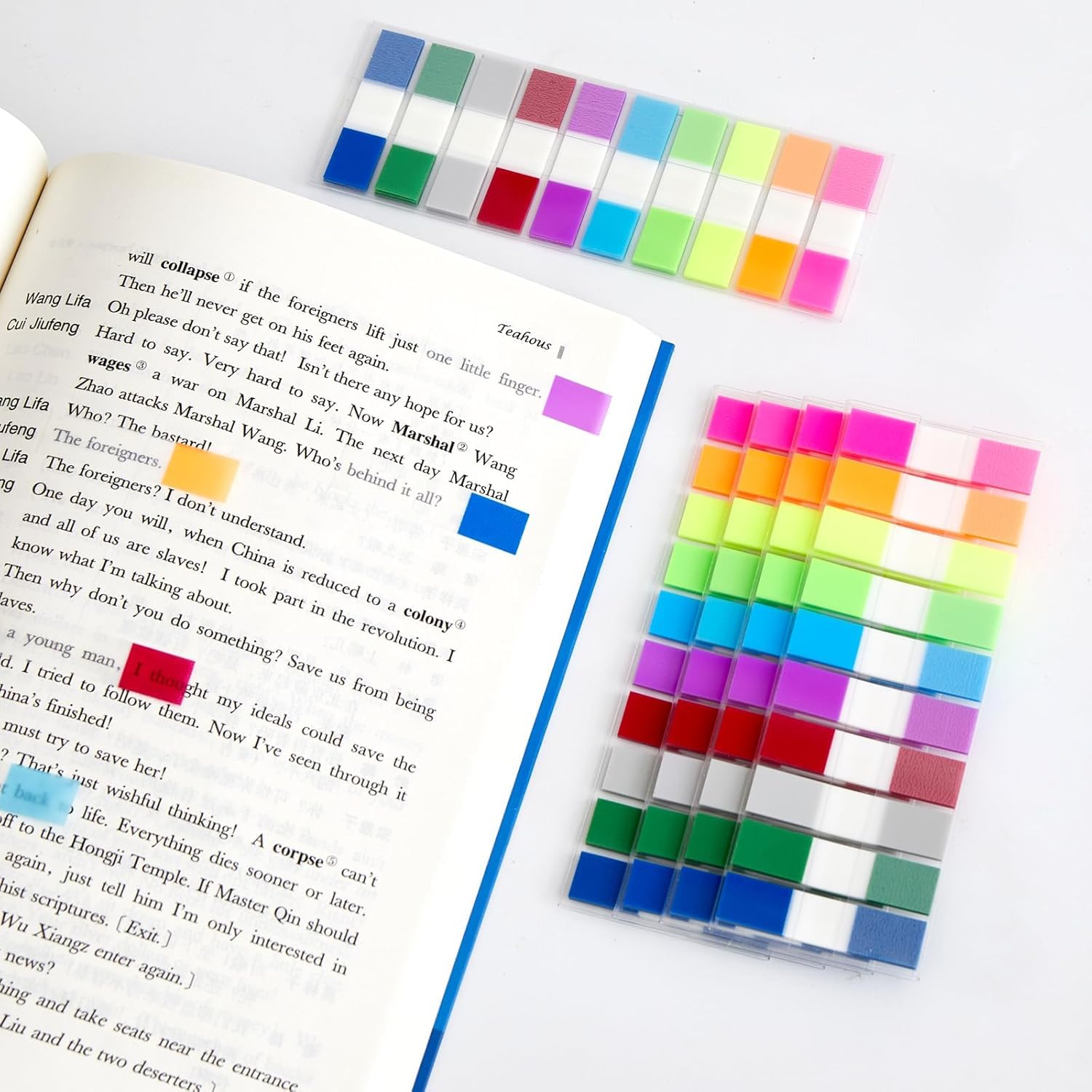 Colorful Sticky Book Index Tabs, Transparent Writable Page Markers, Multicolor - 400 Pcs