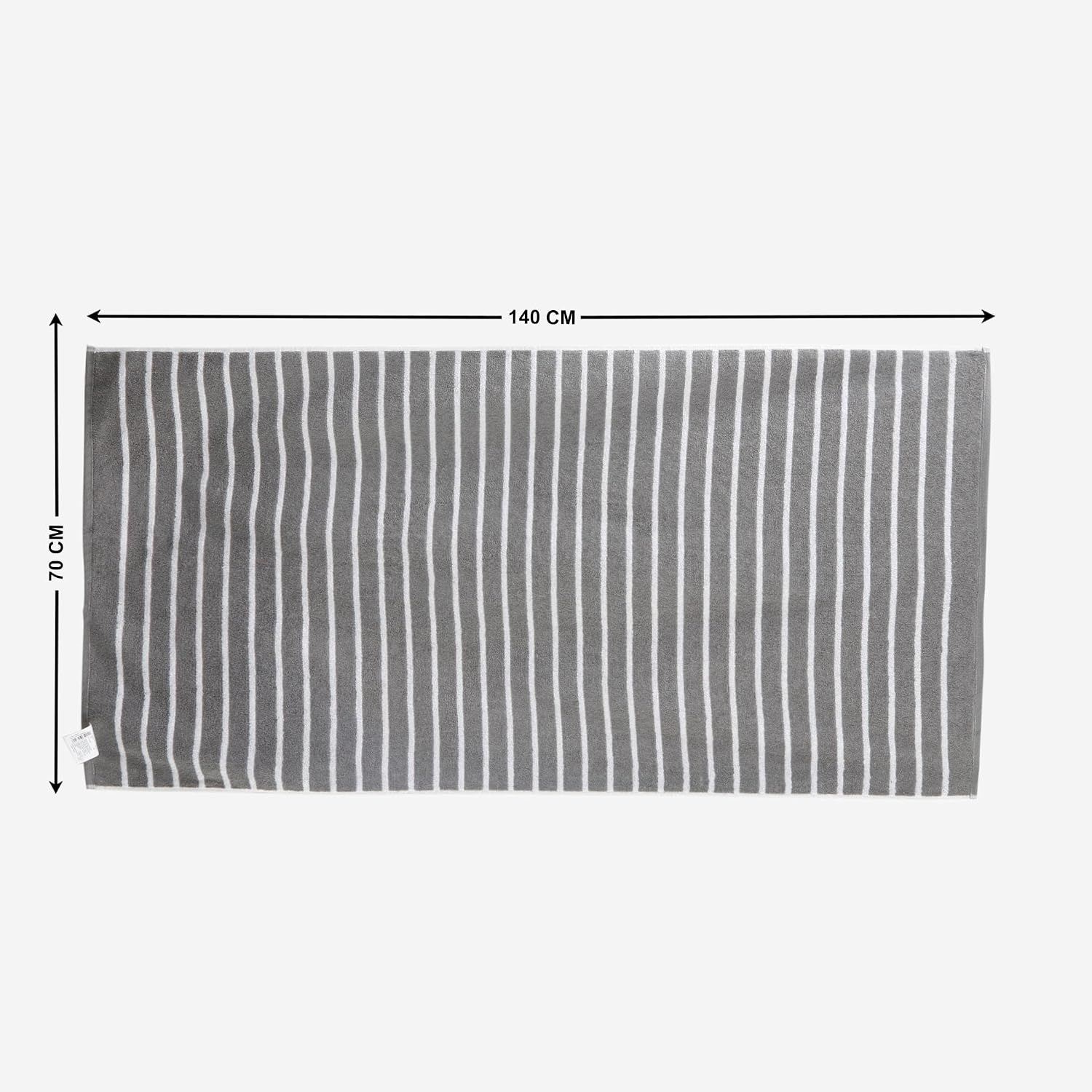 Home Centre Refresh Essence Cotton Striped Bath Towel 450 Gsm (Grey)