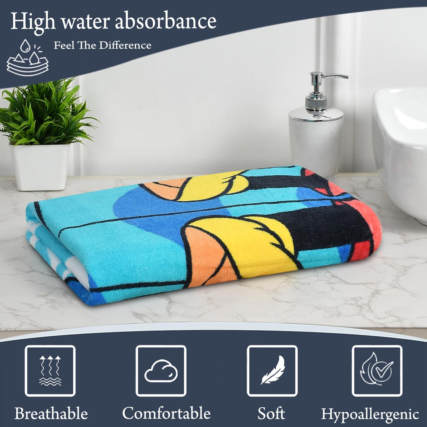 Fresh From Loom 100% Cotton Fur Hypoallergenic Bath Towel For Kids 300 Gsm | Double Stitched Edge (Sky Blue)