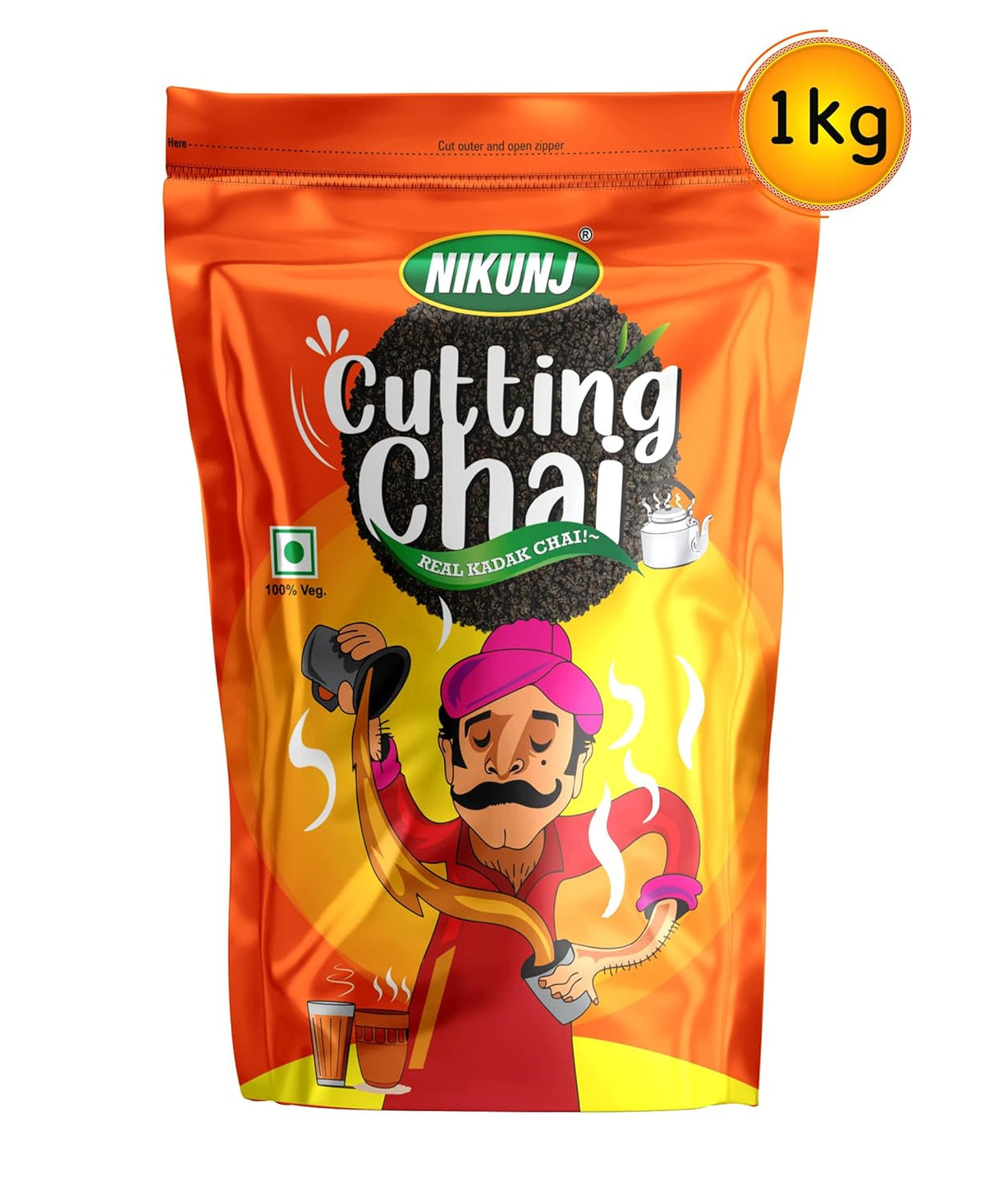 Nikunj Cutting Chai Patti - 1 Kg Pack, 35.2 Ounce | Strong Blend, Rich Taste - Loose Leaves Black Tea, Caffeine Free Chai Patti | Masala Tea Leaves, Assam Tea Real Kadak Chai