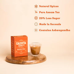 Calcutta Chai Co Instant Tea Premix Masala Chai - Pack Of 2 X 210gm, 7.4 Ounce Each, 30 Sachets | Premixed With Milk Solids & Sugar - Just Add Hot Water | Added Natural Spices - High Caffeine