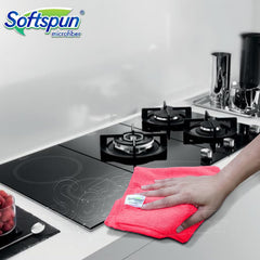 Softspun Microfiber Cleaning Cloths Towel 300 Gsm | Thick Lint & Streak-Free Multipurpose Cloths Automotive Microfibre Towels For Car, Bike Cleaning Polishing Washing Pack Of 5 (Red)