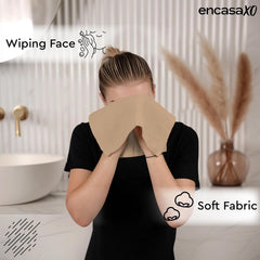 Encasa Xo Kitchen Hand Towels Set 150 Gsm | Waffle Weave & Flat Hand Towel | Quick Drying Reusable Cotton Washcloths | Set Of 6 (Beige)