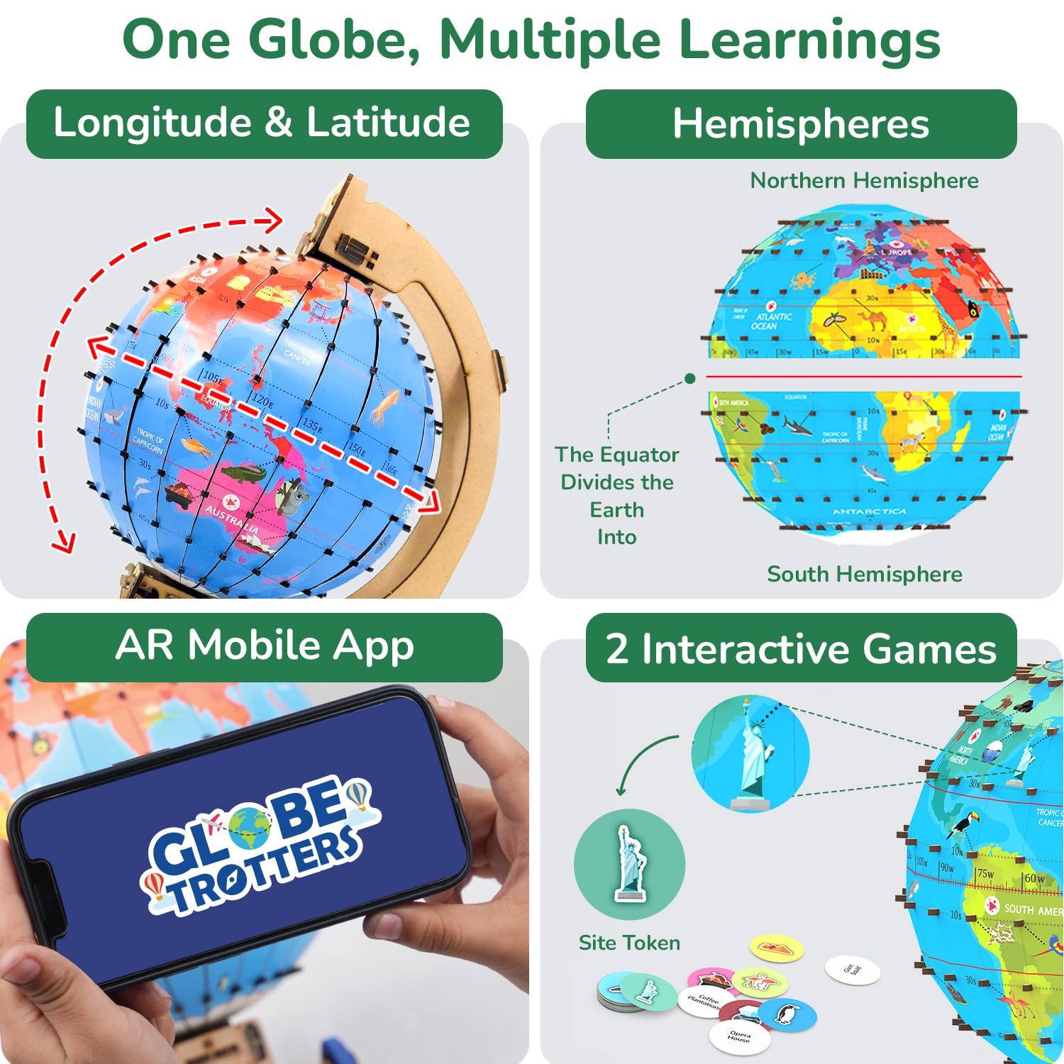 Globe Explorer, AR Based Toy For Kids 8-14 Years Old | 1000+ Facts About Animals, Monuments, Places & More, Birthday Gift For Boys & Girls I Stem Educational Toy For Kids, Pack Of 1
