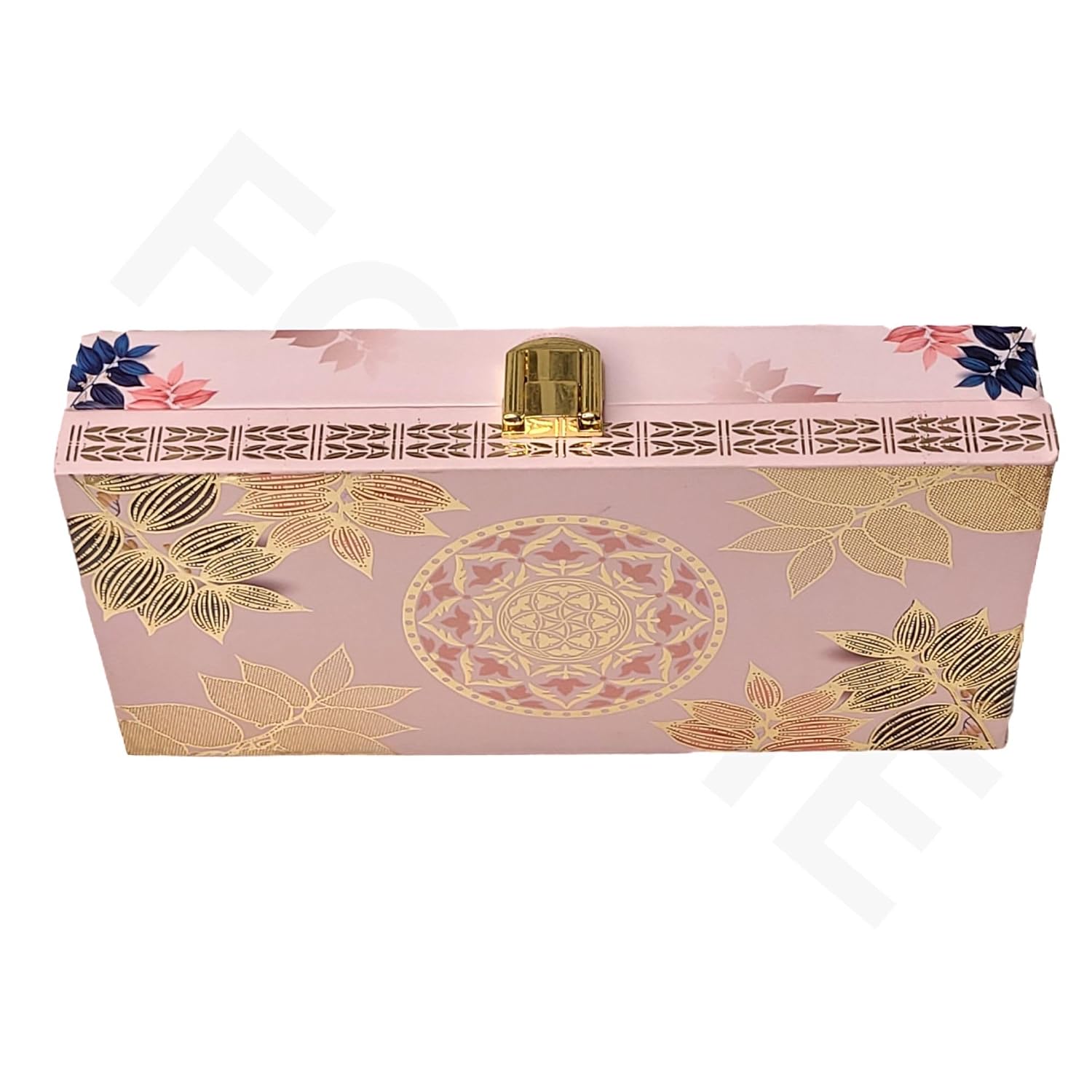 Fancy Shagun Cash Box Or Gaddi Box For Gifting Money On Wedding, New Born Baby, Ring Ceremony Pattern1pc, Material - Wood, Colour - Peach Leaves