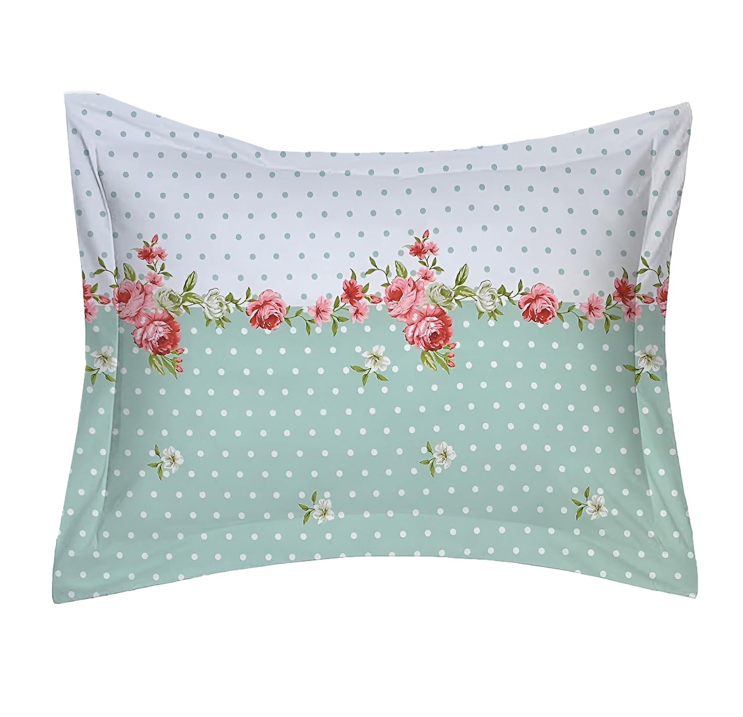 Printed Single Bedsheet Size With 1 Pillow Cover - 60 X 90 Inches, White & Green | Cotton Wrinkle Free Soft, Breathable | Durable & Long-Lasting