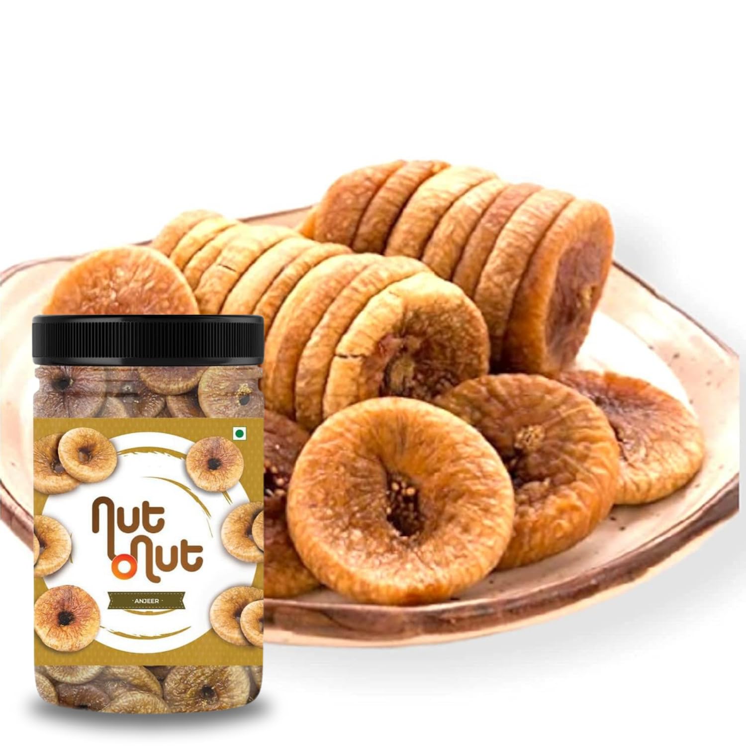 100% Natural Dried Afghani Anjeer Figs By Nut O Nut 350gm, | Rich Source Of Fibre Calcium & Iron| Low In Calories & Fat Free| Non-gmo Dried Anjir Jar Pack | 12.3 Ounce